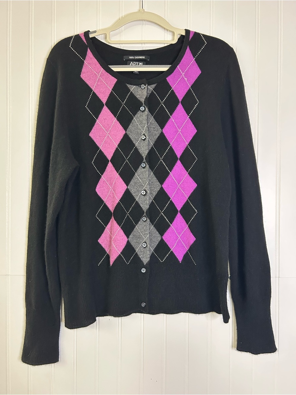 Apt. 9 Women's Argyle Cashmere Sweater Size Large